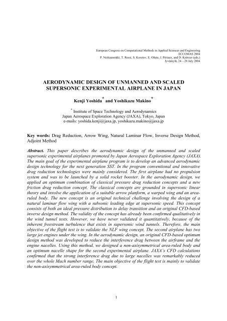 Aerodynamic Design of Unmanned and Scaled Supersonic ...