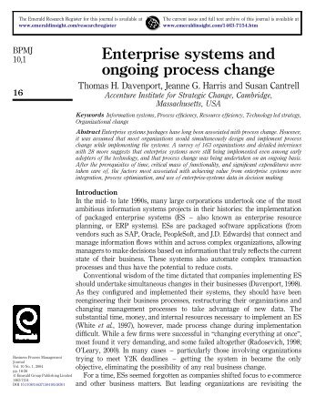 Enterprise systems and ongoing process change