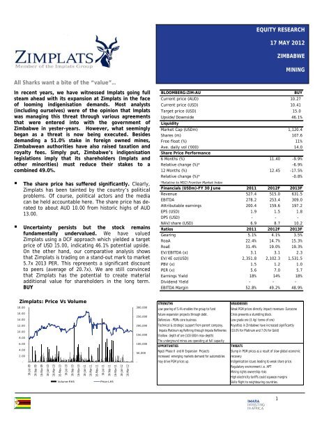 Zimbabwe Platinum Mines - Imara