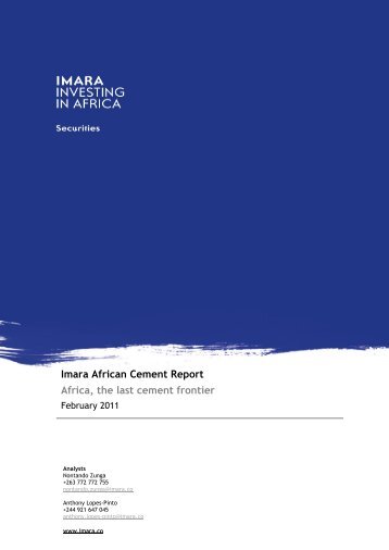 Imara African Cement Report Africa, the last cement frontier