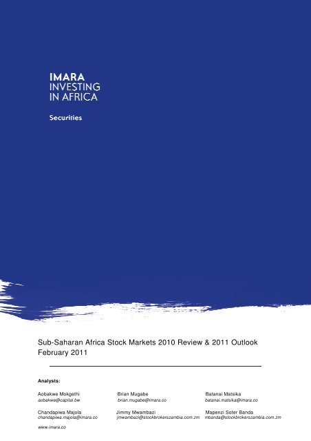 Sub-Saharan Africa Stock Markets 2010 Review & 2011 ... - Imara