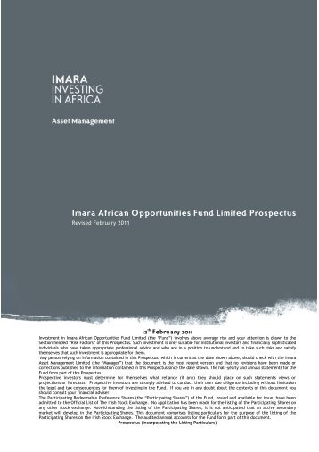 Imara African Opportunities Fund Limited Prospectus