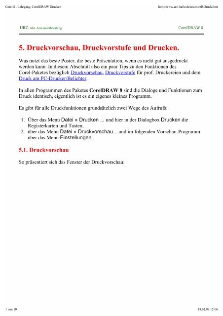 Lehrgangsmaterial CorelDRAW 8 - Einführung