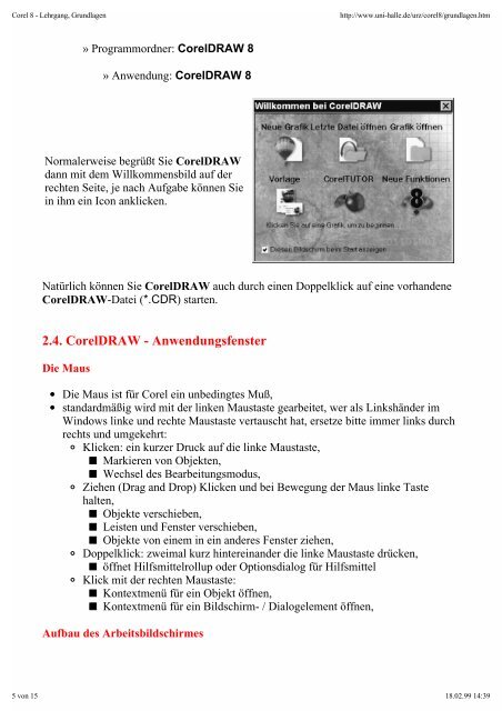 Lehrgangsmaterial CorelDRAW 8 - Einführung