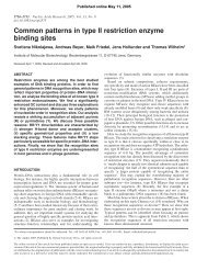 Common patterns in type II restriction enzyme binding sites