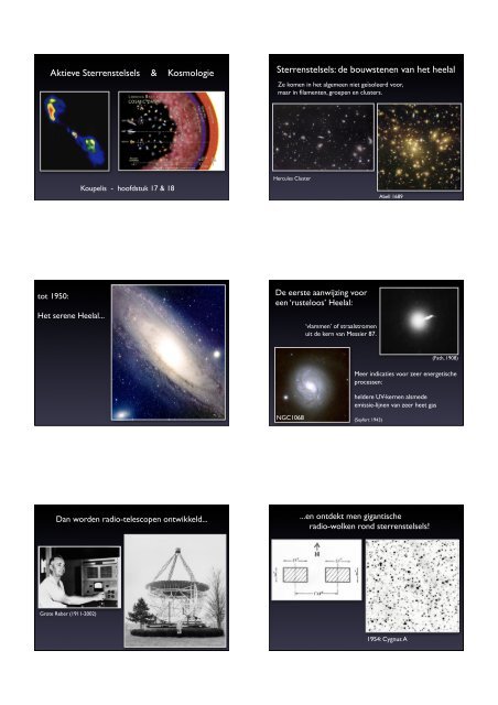 Aktieve Sterrenstelsels & Kosmologie Sterrenstelsels: de ...