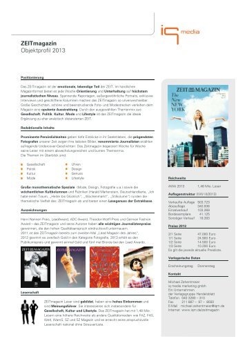 ZEITmagazin - Keyfacts - IQ media marketing
