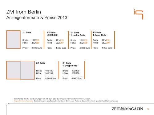 ZEITmagazin from Berlin - IQ media marketing