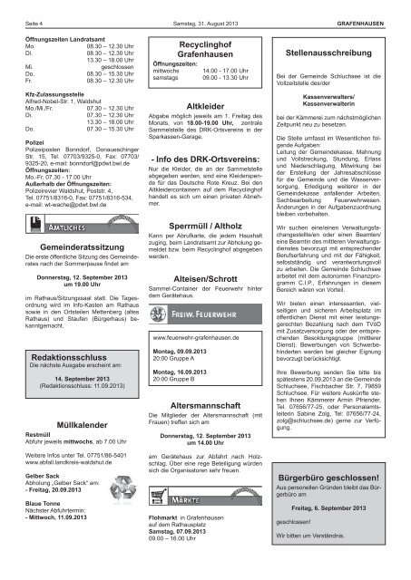 Mitteilungsblatt Nr. 17, KW 35 - Gemeinde Grafenhausen