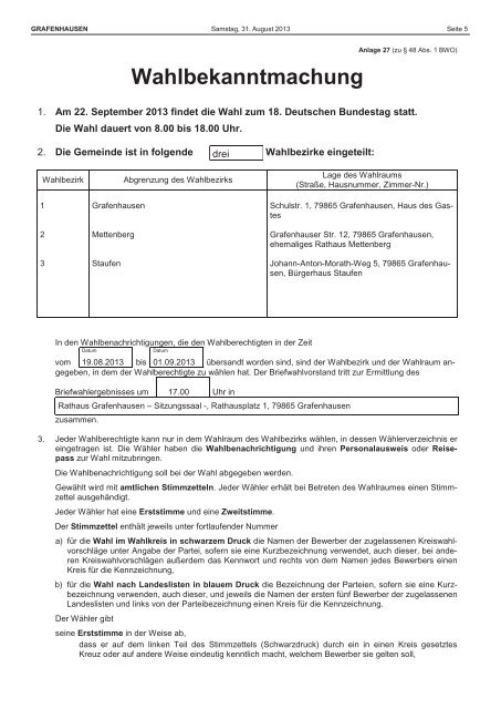 Mitteilungsblatt Nr. 17, KW 35 - Gemeinde Grafenhausen