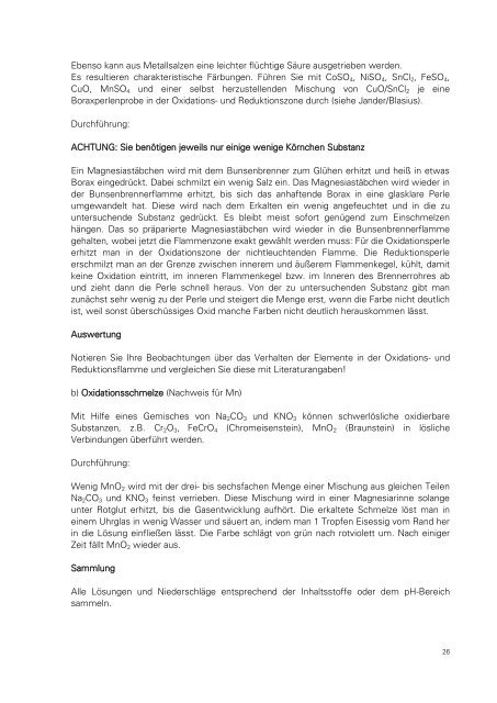 Praktikumsanleitung - Fachrichtung Chemie und Lebensmittelchemie