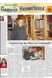 „Natürlich hat das Platt eine Grammatik“ - Dialekt im Hinterland eV