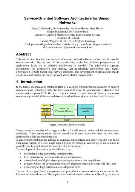 Service-Oriented Software Architecture for Sensor ... - ResearchGate