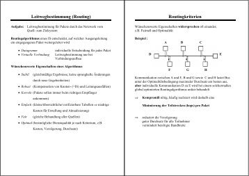 Leitwegbestimmung (Routing) Routingkriterien