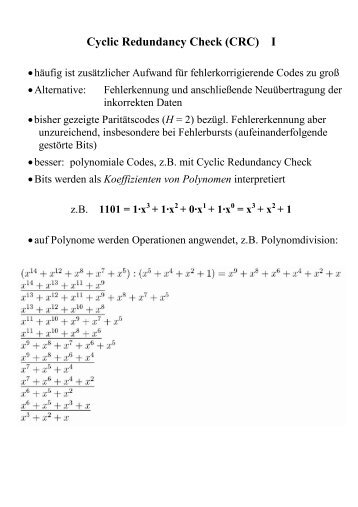 Cyclic Redundancy Check (CRC) I