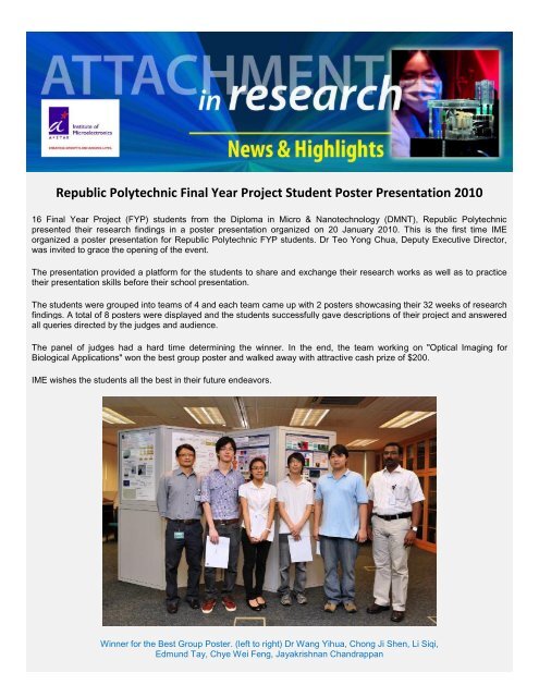 Republic Polytechnic Final Year Project Student Poster Presentation ...