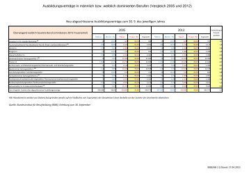 Vergleich geschlechterdominierte Ausbildungen - BiBB