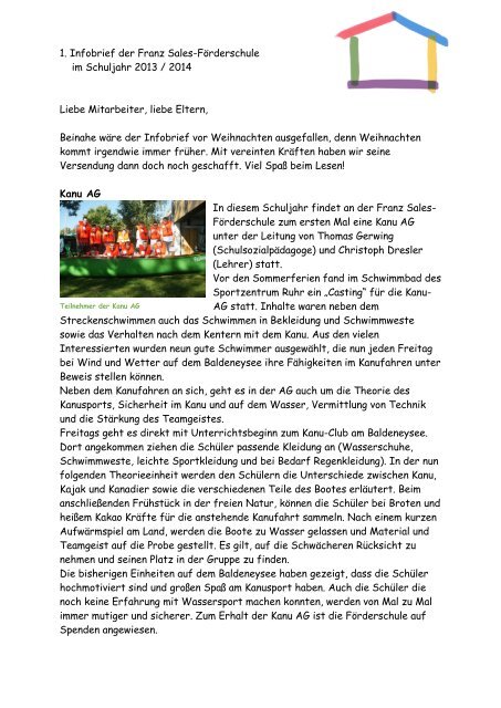 1 Infobrief Der Franz Sales Forderschule Im Franz Sales Haus