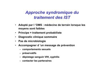 traitement syndromique - IMEA