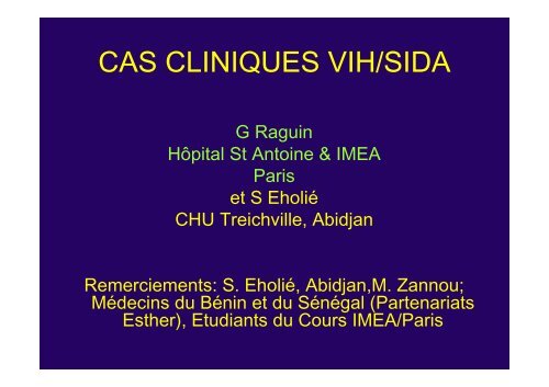 CAS CLINIQUES VIH/SIDA - IMEA