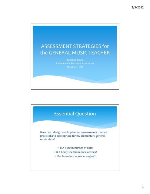 ASSESSMENT STRATEGIES for the GENERAL MUSIC TEACHER ...