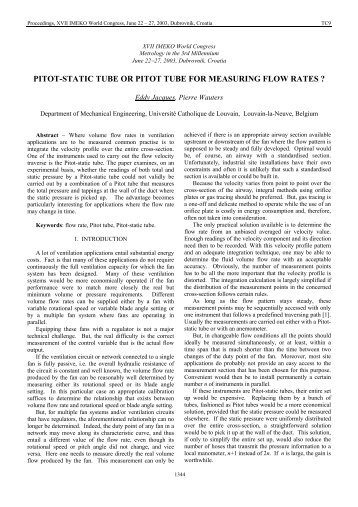 pitot-static tube or pitot tube for measuring flow rates - imeko