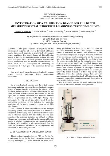 investigation of a calibration device for the depth measuring ... - imeko