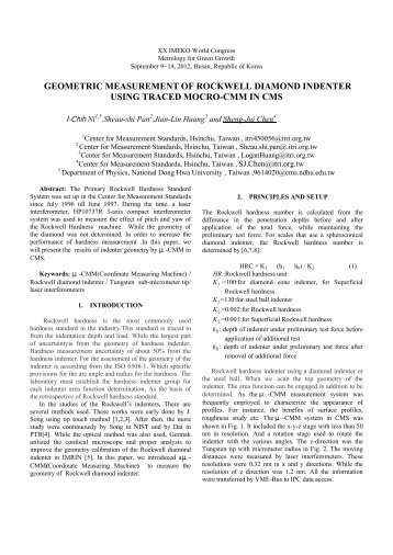 geometric measurement of rockwell diamond indenter using ... - imeko