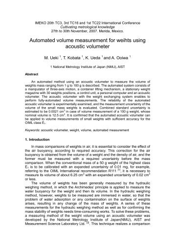 Automated volume measurement for weihts using acoustic ... - imeko