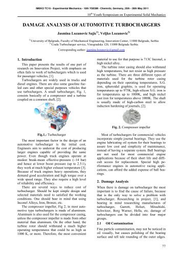 DAMAGE ANALYSIS OF AUTOMOTIVE TURBOCHARGERS - imeko