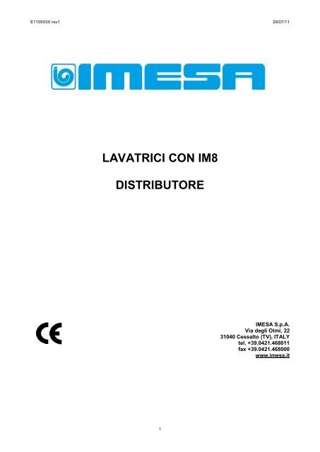 LAVATRICI CON IM8 DISTRIBUTORE - IMESA SpA