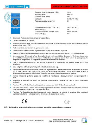 ESSICCATOIO ROTATIVO ES 18 E - IMESA SpA