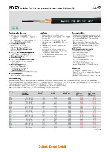 NYCY Erdkabel 0,6/1kV, mit konzentrischem Leiter ... - Deifuss Kabel