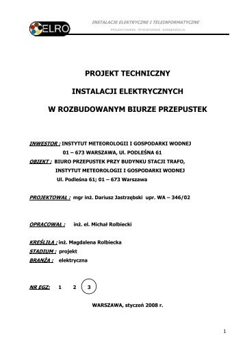 PROJEKT TECHNICZNY - Instytut Meteorologii i Gospodarki Wodnej