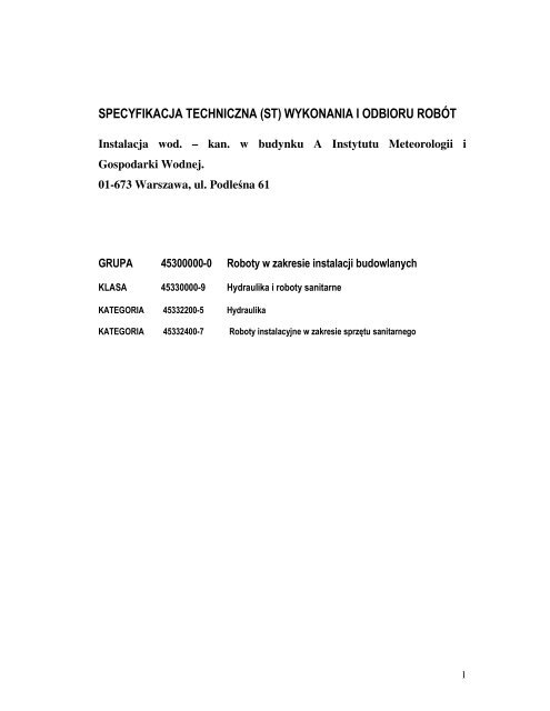 08_Specyfikacja_instalacje_wod-kan.pdf - Instytut Meteorologii i ...