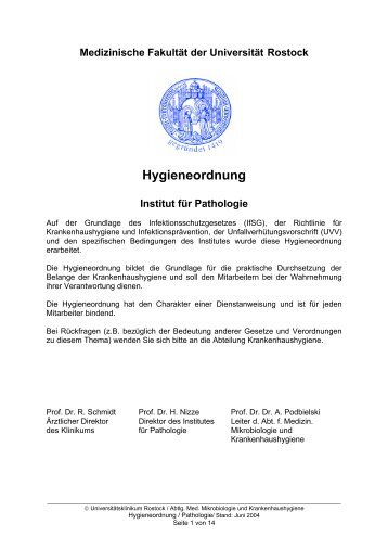 Hygieneordnung Institut fÃ¼r Pathologie - imikro - UniversitÃ¤t Rostock