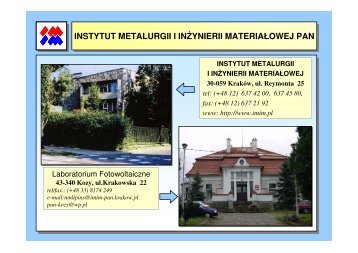 Fotowoltaiczne - Instytut Metalurgii i InÅ¼ynierii MateriaÅowej PAN w ...