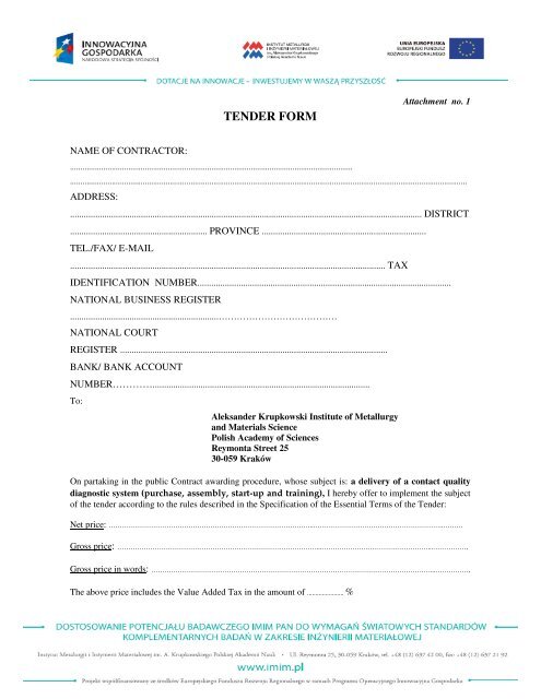TENDER FORM tender-form