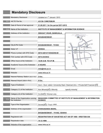 Mandatory Disclosure - Institute of Management and Information ...