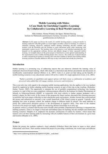 Mobile Learning with Moles: A Case Study for Enriching Cognitive ...