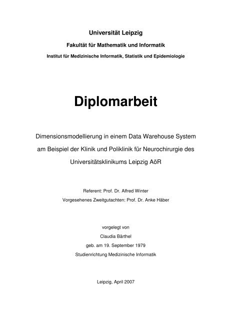 Diplomarbeit Institut Fa R Medizinische Informatik Statistik Und