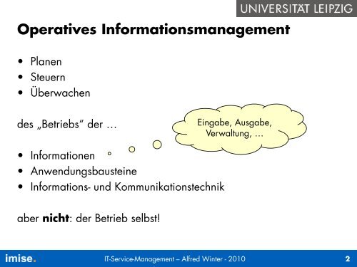 Operatives Informationsmanagement: IT-Service-Management