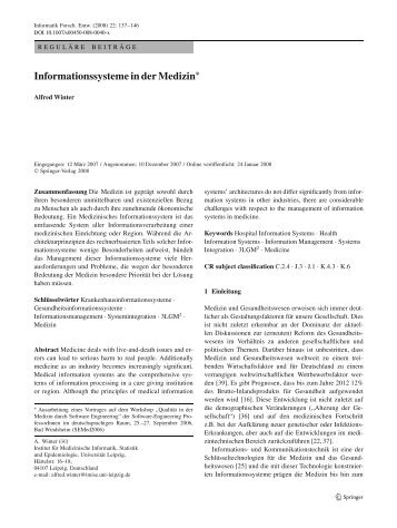 Informationssysteme in der Medizin - Springer