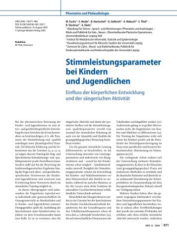 Stimmleistungsparameter bei Kindern und Jugendlichen Einfluss ...