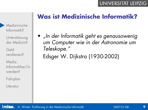 EinfÃ¼hrung in die Medizinische Informatik fÃ¼r Mediziner - Institut fÃ¼r ...