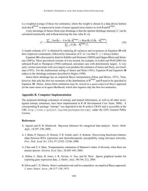 Entropy Inference and the James-Stein Estimator, with Application to ...