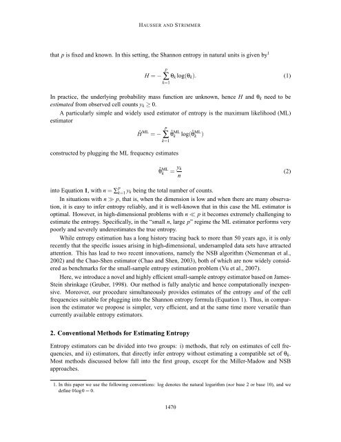 Entropy Inference and the James-Stein Estimator, with Application to ...