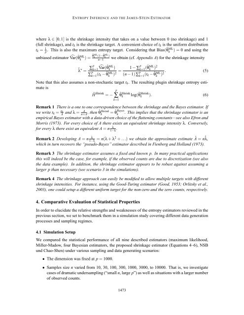 Entropy Inference and the James-Stein Estimator, with Application to ...