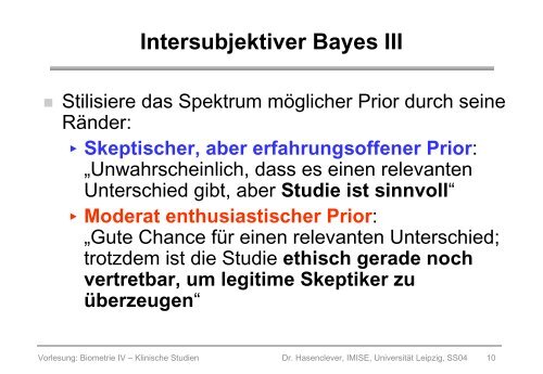 Bayes'sche Methoden in Klinischen Studien - UniversitÃ¤t Leipzig