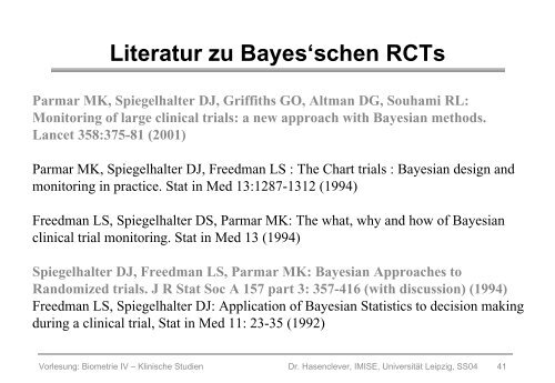 Bayes'sche Methoden in Klinischen Studien - UniversitÃ¤t Leipzig